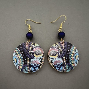 Keleti mintás No.18 fülbevaló, Ékszer, Fülbevaló, Lógós kerek fülbevaló, Decoupage, transzfer és szalvétatechnika, Festett tárgyak, MESKA
