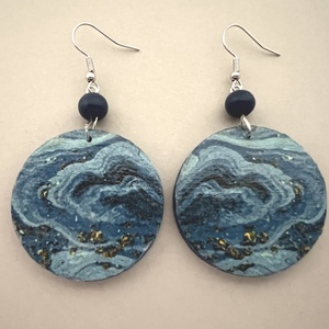 Csillagos égbolt No.2 fülbevaló, Ékszer, Fülbevaló, Lógós kerek fülbevaló, Decoupage, transzfer és szalvétatechnika, Festett tárgyak, MESKA