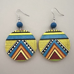 Inka No.3 fülbevaló , Ékszer, Fülbevaló, Lógós kerek fülbevaló, Decoupage, transzfer és szalvétatechnika, Festett tárgyak, MESKA