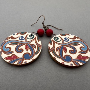 India No.1 fülbevaló, Ékszer, Fülbevaló, Lógós kerek fülbevaló, Decoupage, transzfer és szalvétatechnika, Festett tárgyak, MESKA