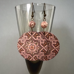 Korallos azulejo No.5 fülbevaló - ékszer - fülbevaló - lógós kerek fülbevaló - Meska.hu