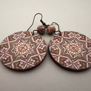 Korallos azulejo No.5 fülbevaló - ékszer - fülbevaló - lógós kerek fülbevaló - Meska.hu