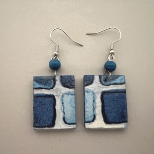 Kék árnyalatai No.6 fülbevaló, Ékszer, Fülbevaló, Lógó fülbevaló, Decoupage, transzfer és szalvétatechnika, Festett tárgyak, MESKA