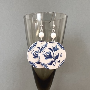 Azori azulejo No.4 fülbevaló - ékszer - fülbevaló - lógós kerek fülbevaló - Meska.hu