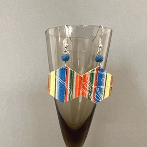 Csíkos méhsejt fübevaló - ékszer - fülbevaló - lógó fülbevaló - Meska.hu