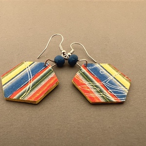 Csíkos méhsejt fübevaló - ékszer - fülbevaló - lógó fülbevaló - Meska.hu