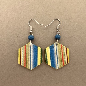 Csíkos méhsejt fübevaló - ékszer - fülbevaló - lógó fülbevaló - Meska.hu