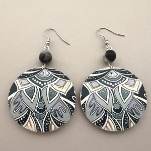 Jégcsipke No.2 fülbevaló, Ékszer, Fülbevaló, Lógós kerek fülbevaló, Decoupage, transzfer és szalvétatechnika, Festett tárgyak, MESKA