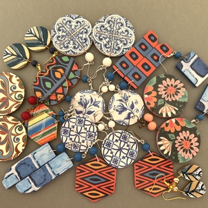 Azori azulejo No.5 fülbevaló - ékszer - fülbevaló - lógós kerek fülbevaló - Meska.hu