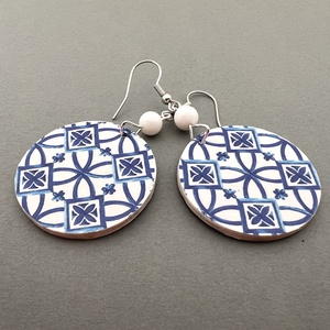 Azori azulejo No.5 fülbevaló - ékszer - fülbevaló - lógós kerek fülbevaló - Meska.hu