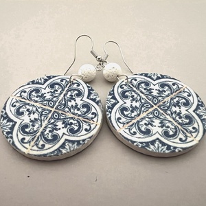 Azulejo No.4 fülbevaló - ékszer - fülbevaló - lógós kerek fülbevaló - Meska.hu