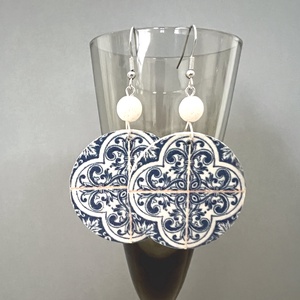 Azulejo No.4 fülbevaló - ékszer - fülbevaló - lógós kerek fülbevaló - Meska.hu