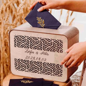 Esküvői Borítékgyűjtő Doboz  Pénzgyűjtő geometrikus, Esküvő, Emlék & Ajándék, Nászajándék, Esküvői pénzátadó doboz, , MESKA