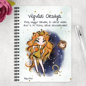 Személyre szabható - Vörös hajú Csini Oroszlán lány mintás A5-ös füzet - otthon & életmód - papír, írószer - jegyzetfüzet & napló - Meska.hu