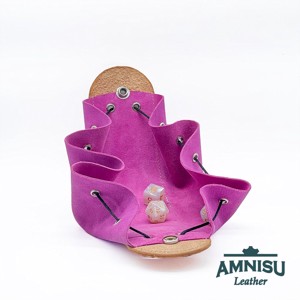 Bézs - pink sárkányszemes bőr 2in1 szütyő és kockatálca - Adriel - játék & sport - szerepjáték - Meska.hu