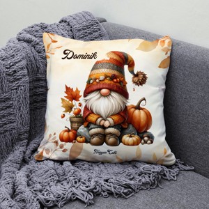 Névvel kérhető - Őszi manó és a tök mintás párna - otthon & életmód - lakástextil - párna & párnahuzat - díszpárna (belsővel együtt) - Meska.hu