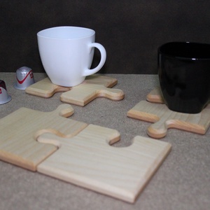 Puzzle edényalátét és poháralátét szett (tömör juharfa) - otthon & életmód - konyhafelszerelés, tálalás - tálalás - tányér- és poháralátét - Meska.hu