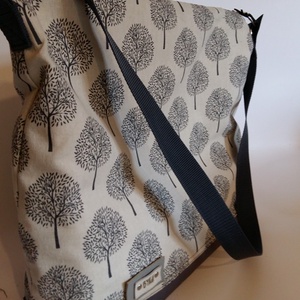 Vászontáska szürke famintás nagyméretű táska, pelenkázó táska -  - Meska.hu