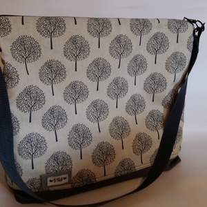 Vászontáska szürke famintás nagyméretű táska, pelenkázó táska -  - Meska.hu