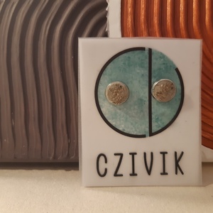 Kör beton fülbevaló ezüst színű foglalattal - ékszer - fülbevaló - pötty fülbevaló - Meska.hu