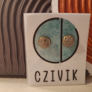 Kör beton fülbevaló óarany színű foglalattal - ékszer - fülbevaló - pötty fülbevaló - Meska.hu