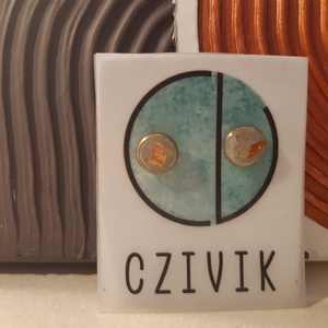 Kör beton fülbevaló arany színű foglalattal - ékszer - fülbevaló - pötty fülbevaló - Meska.hu
