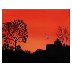 A narancs égbolt  akril festmény  40 x 50 cm  vászon - Meska.hu