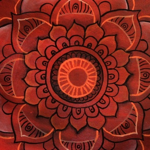Vörös mandala  akril festmény  30 x 20 cm  vászon - művészet - festmény - akril - Meska.hu