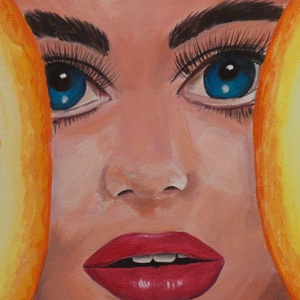 Narancs arc � akril festmény � 30 x 40 cm � vászon - művészet - festmény - akril - Meska.hu