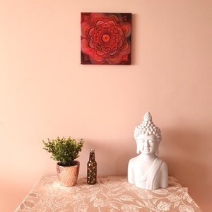 Vörös mandala  akril festmény  30 x 20 cm  vászon - művészet - festmény - akril - Meska.hu
