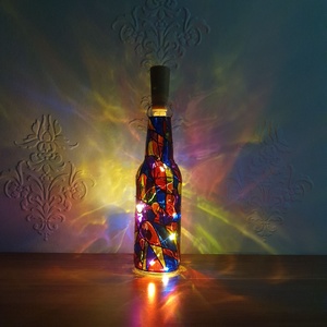 Kézzel festett, egyedi díszüveg LED világítással, Otthon & Életmód, Dekoráció, Asztal és polc dekoráció, Díszüveg, Festett tárgyak, MESKA