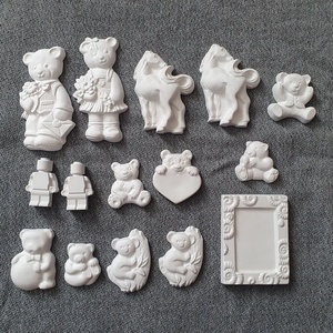 Festhető gipsz figura csomag, 15 db (macik, lovak, LEGO, képkeret), DIY (Csináld magad), Egységcsomag, Gipszöntés, MESKA