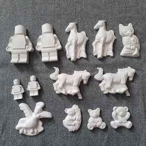 Festhető gipsz figura csomag, 13 db (LEGO, lovak, macik, állatok), DIY (Csináld magad), Egységcsomag, Mindenmás, Gipszöntés, MESKA