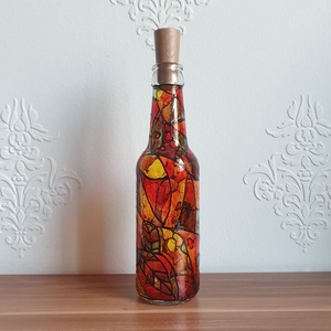 Kézzel festett, egyedi díszüveg LED világítással - otthon & életmód - dekoráció - asztal és polc dekoráció - díszüveg - Meska.hu