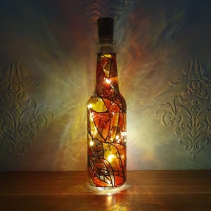 Kézzel festett, egyedi díszüveg LED világítással, Otthon & Életmód, Dekoráció, Asztal és polc dekoráció, Díszüveg, Festett tárgyak, MESKA