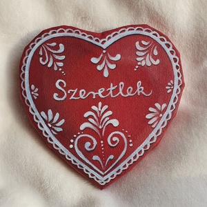 Mézeskalács szív  akril festmény  15 x 15 cm  vászon - művészet - festmény - akril - Meska.hu