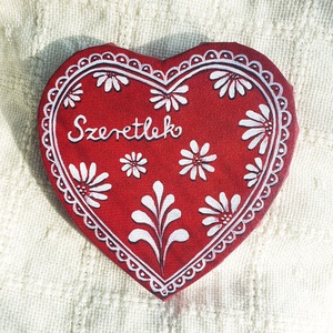 Mézeskalács szív  akril festmény  15 x 15 cm  vászon - művészet - festmény - akril - Meska.hu