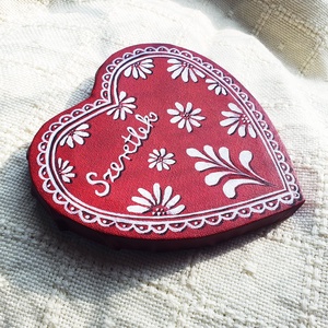 Mézeskalács szív  akril festmény  15 x 15 cm  vászon - művészet - festmény - akril - Meska.hu