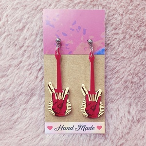 Gitár fülbevaló, rozsdamentes acél bedugóval, Ékszer, Fülbevaló, Lógó fülbevaló, Ékszerkészítés, MESKA