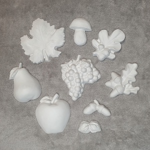 Festhető őszi gipsz figura csomag (levél, gomba, makk, gyümölcsök) - 9 db, DIY (Csináld magad), Egységcsomag, Gipszöntés, MESKA