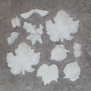 Festhető őszi gipsz figura csomag (levél, makk, mogyoró) - 10 db, DIY (Csináld magad), Egységcsomag, Gipszöntés, MESKA