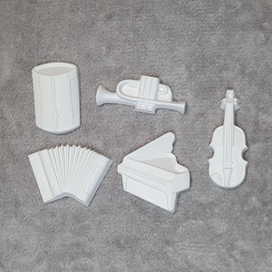 Festhető gipsz figura csomag (hangszerek) - 5 db, DIY (Csináld magad), Egységcsomag, Gipszöntés, MESKA