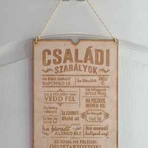 Családi szabályok tábla, Otthon & Lakás, Babaszoba, gyerekszoba, Babatakaró, gyerek pléd, Gravírozás, pirográfia, MESKA