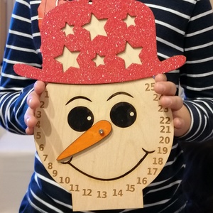 Karácsonyi visszaszámláló hóember, Karácsony, Otthon & Életmód, Karácsonyi lakásdekoráció, Karácsonyi lakásdíszek, Gravírozás, pirográfia, Famegmunkálás, MESKA