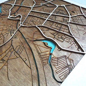Városod térképe fából - bármelyik város, Otthon & Lakás, Dekoráció, Asztal és polc dekoráció, Asztaldísz, , Meska