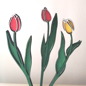 Fa tulipán , Otthon & Lakás, Dekoráció, Virágdísz és tartó, Csokor & Virágdísz, Decoupage, transzfer és szalvétatechnika, Meska