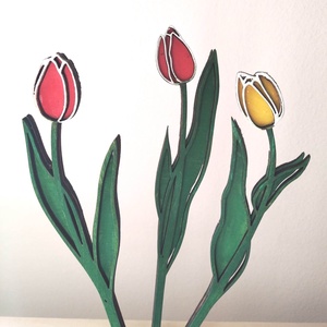 Fa tulipán , Otthon & Életmód, Dekoráció, Virágdísz és tartó, Csokor & Virágdísz, Decoupage, transzfer és szalvétatechnika, MESKA