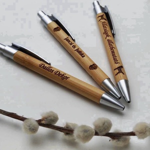 Gravírozott bambusz toll - saját szöveg - Meska.hu