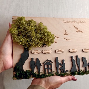 Életesemény tábla - Zuzmóval, Otthon & Életmód, Dekoráció, Dísztárgy, Gravírozás, pirográfia, Decoupage, transzfer és szalvétatechnika, MESKA