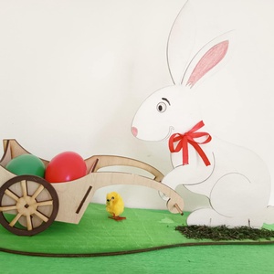 Húsvéti tojástartó nyúl - nagy(38cm x 20cm), Otthon & Életmód, Dekoráció, Ajtó- és ablak dekoráció, Ablakdísz, Gravírozás, pirográfia, MESKA